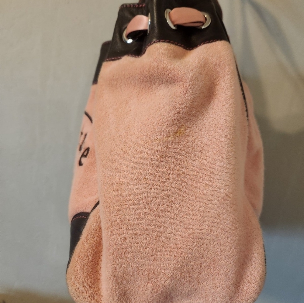 Vintage Juicy Couture Baby Pink Brown Terry Cloth Bag - Picture 2 of 12